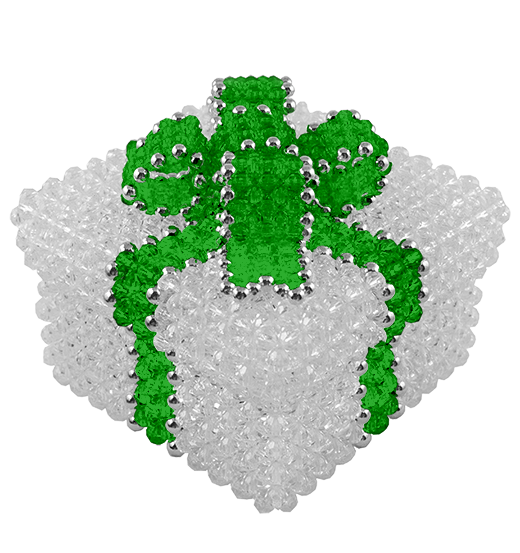 Green Beaded Box with Red Bow