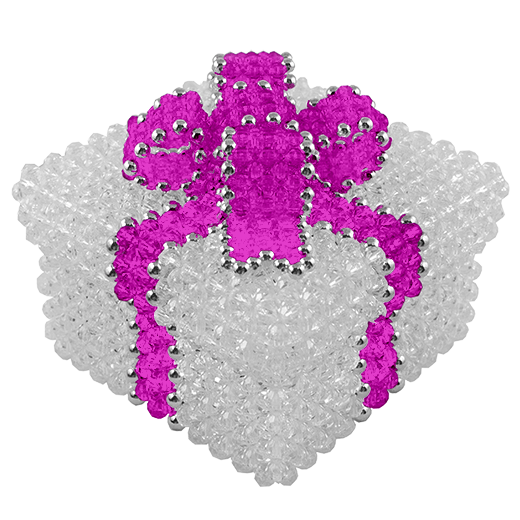 Crystal Beaded Box with Pink Bow for Valentine's Decorating