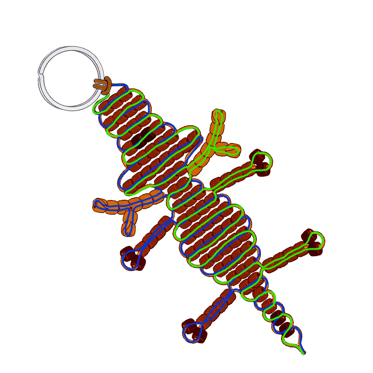 Cord weaving pattern for beaded deer keychain.