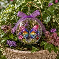 Miniature butterfly fairy garden fillable ornament craft idea for flower pots, magical garden décor, and whimsical home decorations.