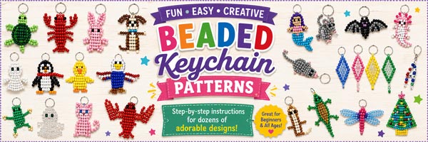 Free beaded keychain patterns including animal, holiday and novelty keychains with fun handmade projects for all skill levels.