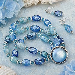 Beads and Buttons Bracelet with Matching Earrings