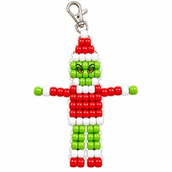 Beaded Christmas Grinch Keychain