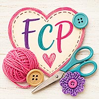 Heart-shaped Fun Craft Patterns design surrounded by yarn, scissors, buttons, and handmade craft supplies representing creativity and DIY crafting.